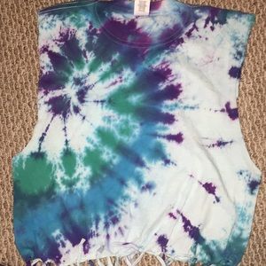 Tie dye semi crop top shirt